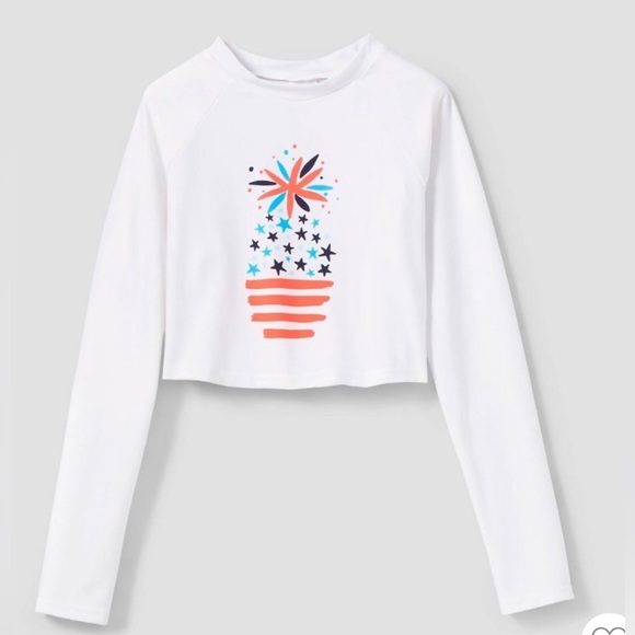 Cat & Jack Girls Stars & Stripes 3 Piece Rashguard/Sun Protection Set XS… - Picture 3 of 5